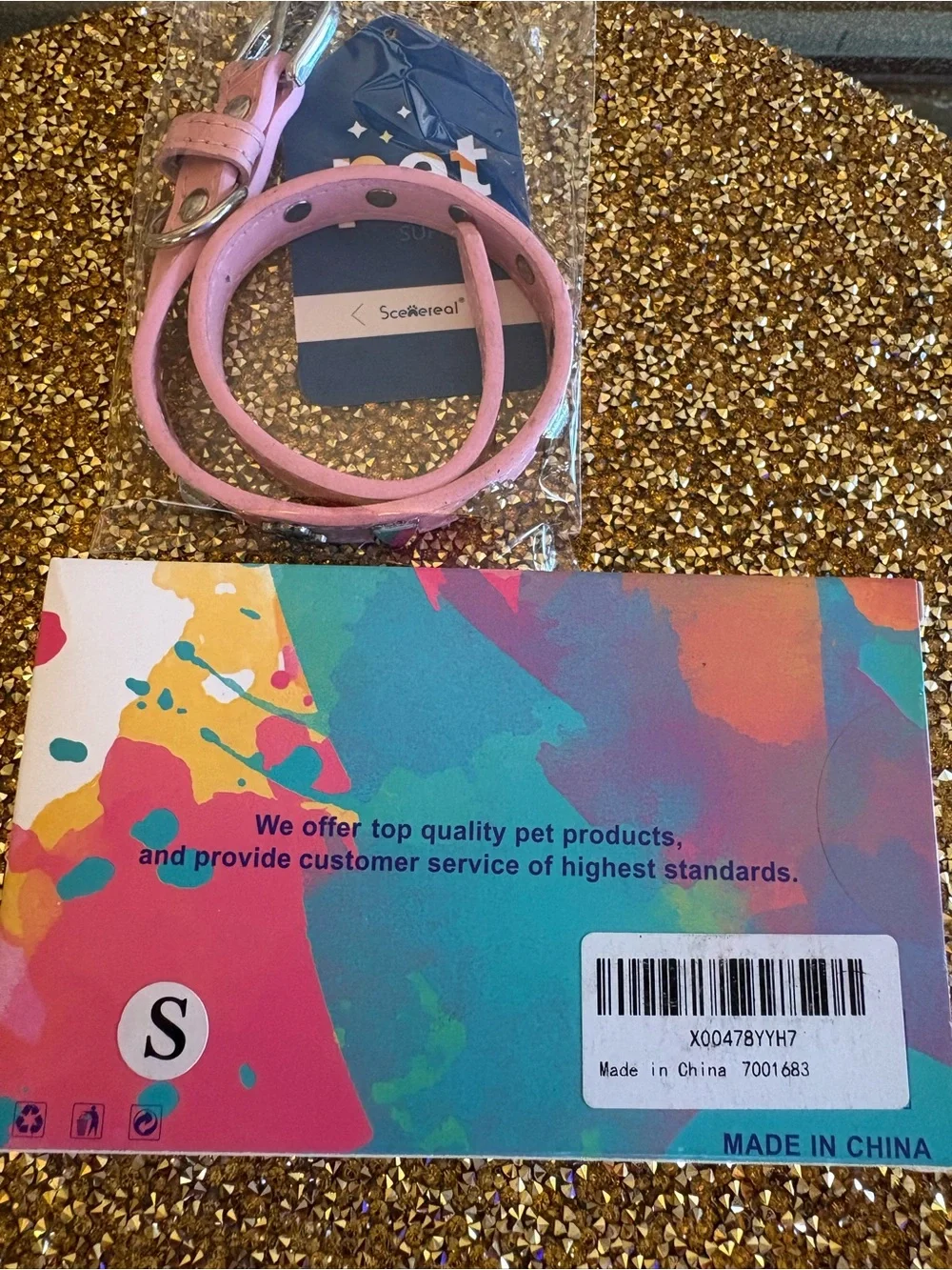 Scenereal For Pets NWT Leather Pink Dog/Cat Collar Size Small